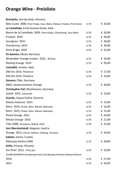 Orange Wine - Preisliste