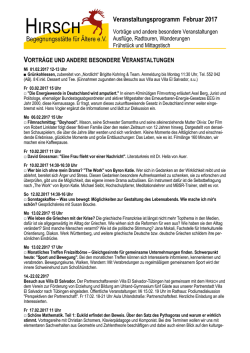 Veranstaltungsprogramm Februar 2017 - Hirsch