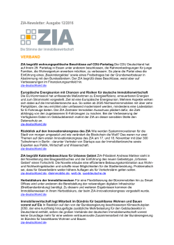 ZIA-Newsletter 12/2016 PDF - Zentraler Immobilien Ausschuss