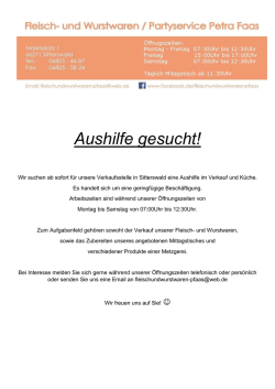 Aushilfe gesucht!