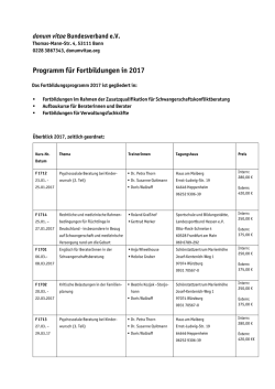 Programm für Fortbildungen in 2017