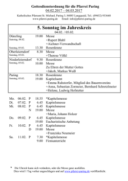 Gottesdienstordnung 04.02. - Pfarrei St.Michael in Paring