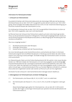 Information f&uuml;r Fahrerlaubnisinhaber