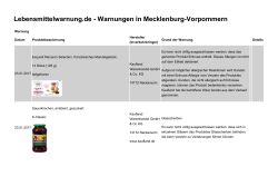 Lebensmittelwarnung.de - Warnungen in Mecklenburg