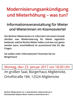 Infoveranstaltung zu Modernisierung