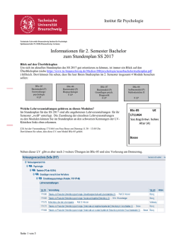 Informationen f&uuml;r das 2. Semester Bachelor SS 2017