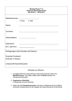 Klausurdeckblatt