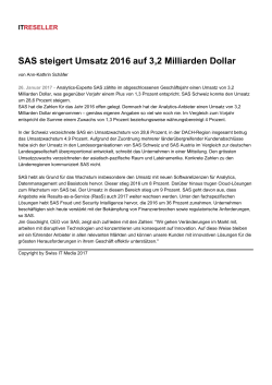 SAS steigert Umsatz 2016 auf 3,2 Milliarden Dollar