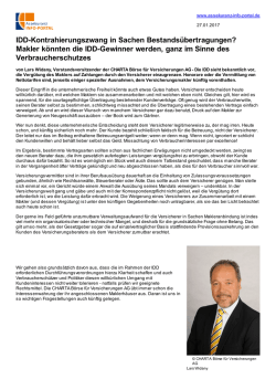 IDD-Kontrahierungszwang in Sachen Bestands&uuml;bertragungen