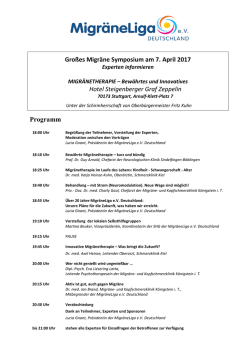 Gro&szlig;es Migr&auml;ne Symposium am 7. April 2017 Hotel