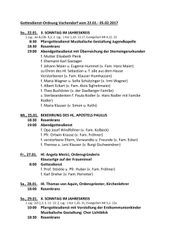 Gottesdienst-Ordnung Vachendorf vom 22.01.