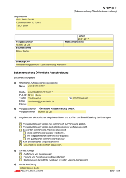 V 1210 F - Bekanntmachung Öffentliche Ausschreibung