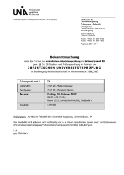 Schwerpunktbereich IX - Universität Augsburg
