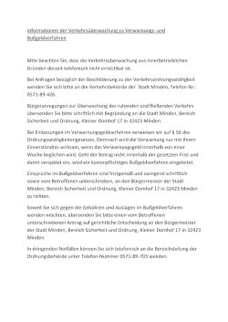 Hinweis zur Erreichbarkeit und Informationen der