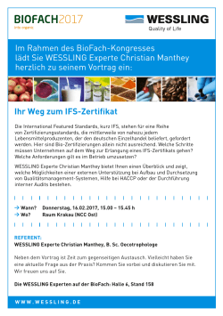 WESSLING Biofach 2017 Vortrag Christian Manthey
