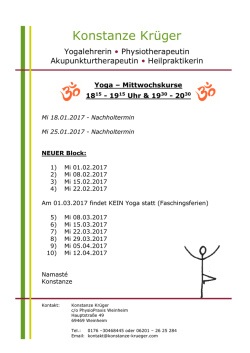 Termine - Mittwoch Hatha Yoga