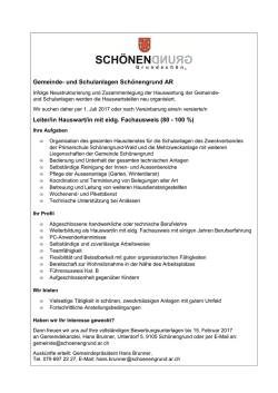 Inserat Leiter/in Hauswart/in