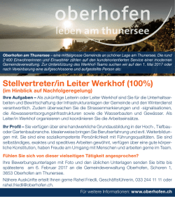 Stellvertreter/in Leiter Werkhof (100%)