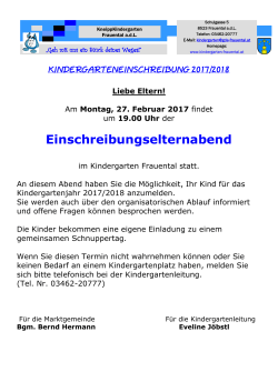 Einladung zur Einschreibung - KneippKindergarten Frauental adL