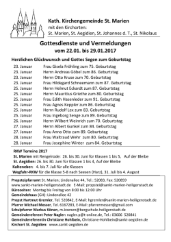 Gottesdienste und Vermeldungen