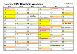 Kalender 2017 Nordrhein