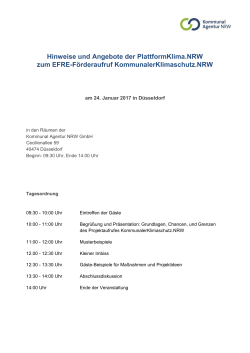 Hinweise und Angebote der PlattformKlima.NRW zum EFRE