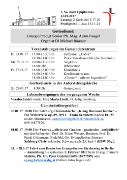 Veranstaltungen ab 22.1.2017 - Evangelische Gemeinde Salzburg