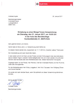 Einladung von Bezirksbürgermeister Andreas