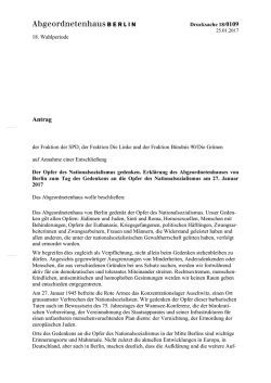 Dringlicher Antrag - Abgeordnetenhaus von Berlin