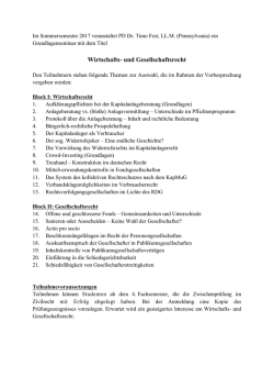 Grundlagenseminar zum Personengesellschaftsrecht