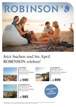 Jetzt buchen und bis April ROBINSON erleben!