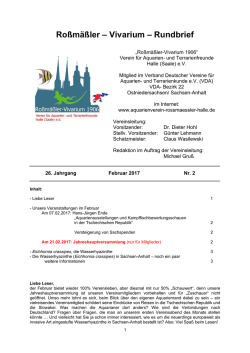 Roßmäßler – Vivarium – Rundbrief - Roßmäßler