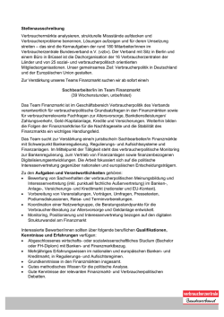 Sachbearbeiter/in im Team Finanzmarkt