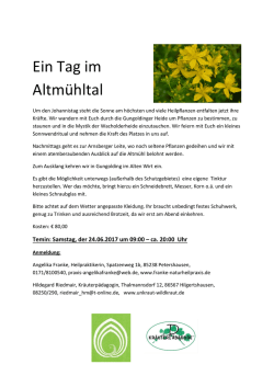 Ein Tag im Altm&uuml;hltal - Naturheilpraxis Angelika Franke
