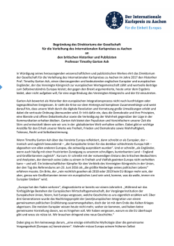 Die vollst&auml;ndige Begr&uuml;ndung des Karlspreisdirektoriums