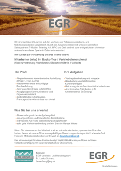 Inserat Backoffice UPC