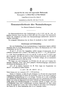 Elementarteilertheorie über Maximalordnungen