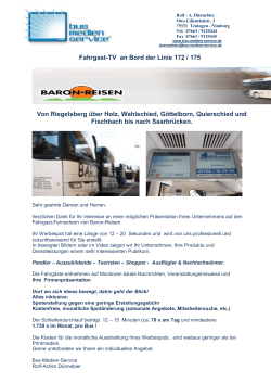 Fahrgast-TV an Bord der Linie 172 / 175 Von Riegelsberg über Holz