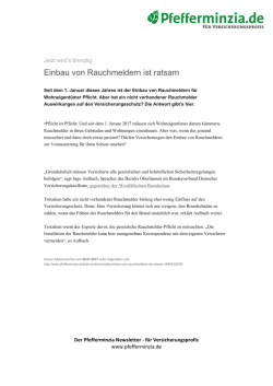 Einbau von Rauchmeldern ist ratsam
