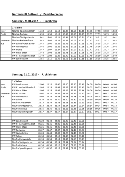 Fahrplan Samstag