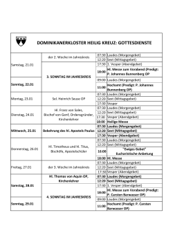 Gottesdienste vom 21.01. - Dominikanerkloster Heilig Kreuz in Köln