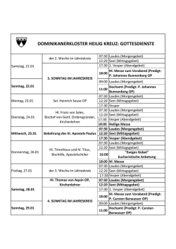 Gottesdienste vom 21.01. - Dominikanerkloster Heilig Kreuz in K&ouml;ln