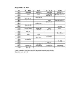 Zeitplan AK / U23 / U18 Zeit M + MU23 MU18 W + WU23 WU18 11