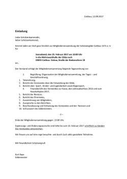 Einladung - Sch&uuml;tzengilde Cottbus 1471 eV