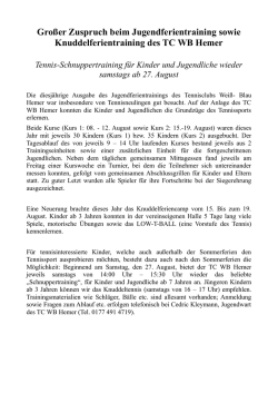 Gro&szlig;er Zuspruch beim Jugendferientraining sowie