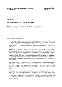 einen fraktions&uuml;bergreifenden Antrag von SPD, CDU und