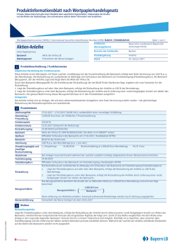 Produktinformationsblatt nach Wertpapierhandelsgesetz Aktien