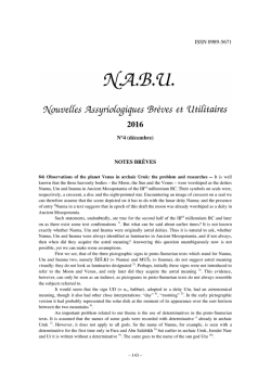 ISSN 0989-5671 N&deg;4 (d&eacute;cembre) NOTES BR&Egrave;VES