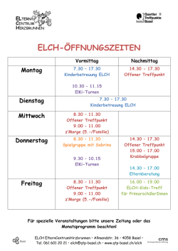 elch-&ouml;ffnungszeiten - Quartiertreffpunkte Basel