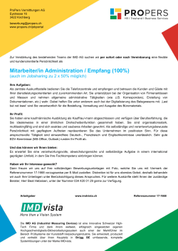 Mitarbeiter/in Administration / Empfang (100%)
